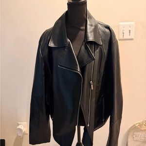 Black Faux Leather Women's Jacket